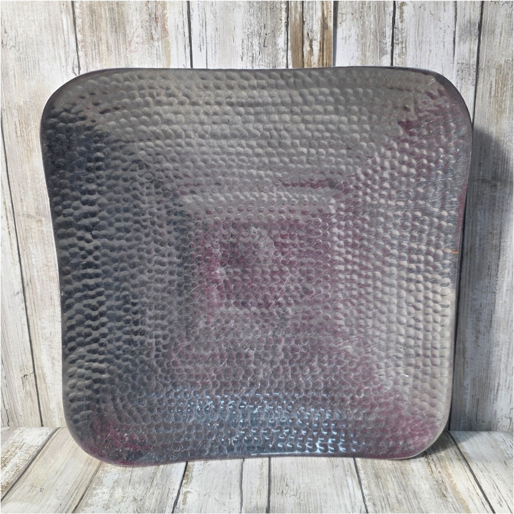 Towle Silversmiths Hammered Aluminum Square Serving Platter Silver Made India